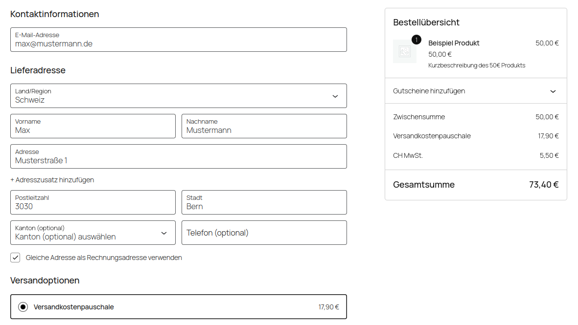 Mein Einkauf Plugin - Checkout