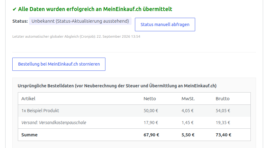 Mein Einkauf Plugin - Status & Tracking